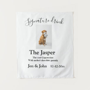 Signature drink add pet photo name date year text  tapestry