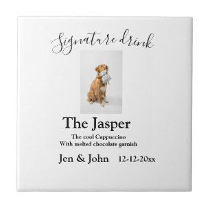 Signature drink add pet photo name date year text tile