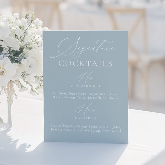 Signature Drink Dusty Blue & White Wedding Menu (Signature Drink Dusty Blue & White Wedding Menu)