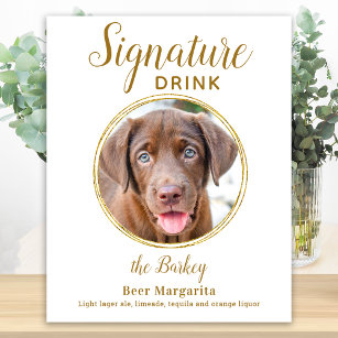 Signature Drink Elegant Gold Pet Wedding Photo Poster