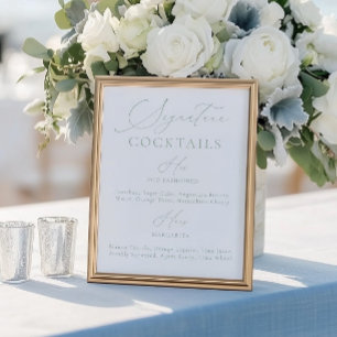 Signature Drink Sage Green & White Wedding Menu