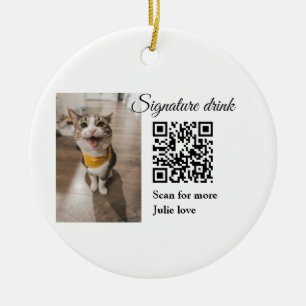 Signature drink scan QR code add pet photo name  Ceramic Tree Decoration