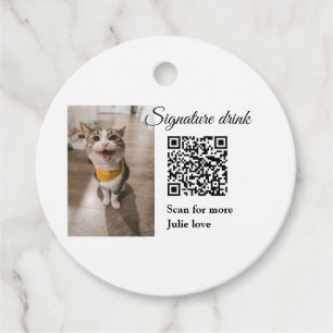 Signature drink scan QR code add pet photo name  Favour Tags