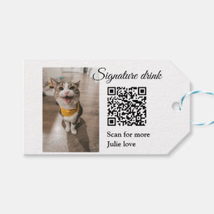 Signature drink scan QR code add pet photo name  Gift Tags