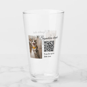 Signature drink scan QR code add pet photo name Glass