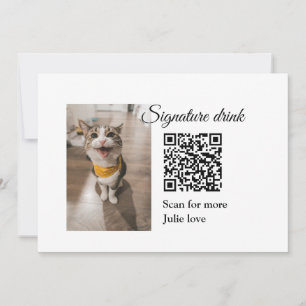 Signature drink scan QR code add pet photo name  Invitation