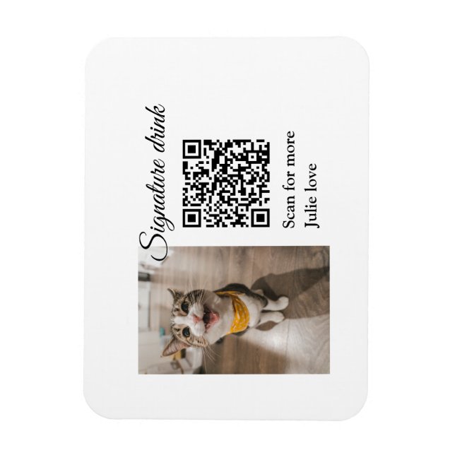 Signature drink scan QR code add pet photo name  Magnet (Vertical)