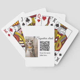 Signature drink scan QR code add pet photo name  Playing Cards