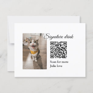 Signature drink scan QR code add pet photo name  Postcard