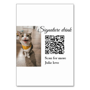 Signature drink scan QR code add pet photo name  Table Number