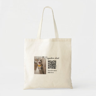 Signature drink scan QR code add pet photo name  Tote Bag