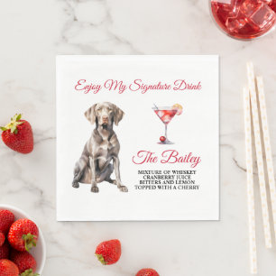 Signature Drink Wedding Napkins with Pets Photo