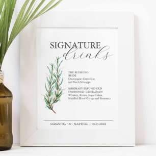 Signature Drinks 8x10 Rosemary Wedding Sign