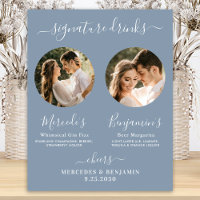 Signature Drinks Custom Photo Dusty Blue Wedding