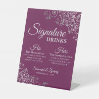 Signature Drinks Elegant Magenta & Silver Wedding