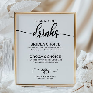 Signature Drinks Elegant Script Wedding Sign
