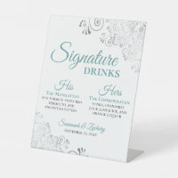 Signature Drinks Elegant Teal & Silver Wedding