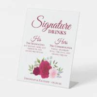 Signature Drinks Magenta & Pink Roses Wedding