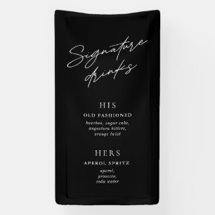 Signature Drinks Minimalist Black & White Bar Menu Banner