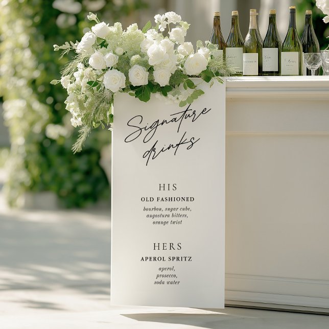 Signature Drinks Minimalist Black & White Bar Menu Banner (Signature Drinks Minimalist Black & White Bar Menu Banner)