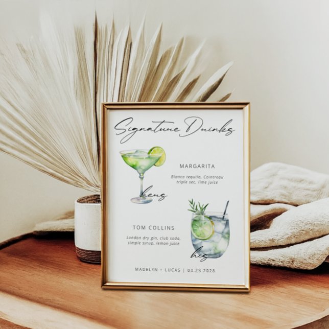 Signature Drinks Modern Black White  Poster (Creator Uploaded)