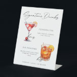 Signature Drinks Modern Black & White Poster Pedestal Sign<br><div class="desc">Elegant & modern typography black and white signature drinks poster with watercolor cocktails. *To add different cocktails, such as martini, whiskey sour, aperol spritz etc., click "edit using design tool" button to change the drinks to suit your needs. By clicking the "eyeball" next to each drink in the layers section...</div>