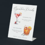 Signature Drinks Modern Black & White Poster Pedestal Sign<br><div class="desc">Elegant & modern typography black and white signature drinks poster with watercolor cocktails. *To add different cocktails, such as martini, whiskey sour, aperol spritz etc., click "edit using design tool" button to change the drinks to suit your needs. By clicking the "eyeball" next to each drink in the layers section...</div>