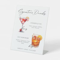 Signature Drinks Modern Black & White Poster