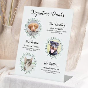 Signature Drinks Personalised 3 Photo Pet Wedding Pedestal Sign