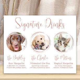 Signature Drinks Rose Gold 3 Photo Pet Wedding Poster