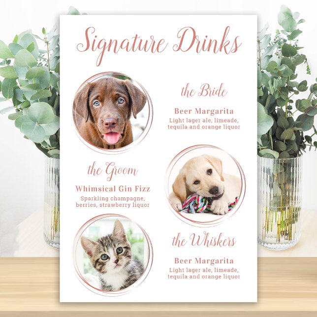 Signature Drinks Rose Gold Pet Wedding 3 Photos Poster (Creator Uploaded)