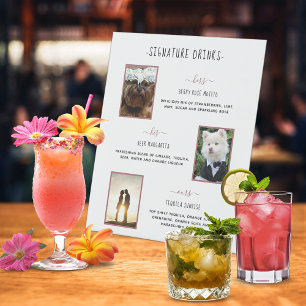 Signature Drinks Rose Gold Pet Wedding Photos Pedestal Sign