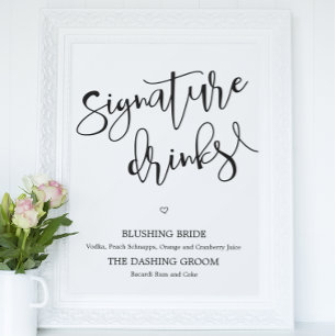 Signature drinks sign Wedding Poster