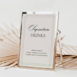 Signature Drinks Vintage Light Grey Sign      Invitation