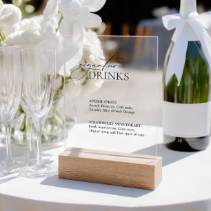 Signature Drinks Wedding Bar Acrylic Sign