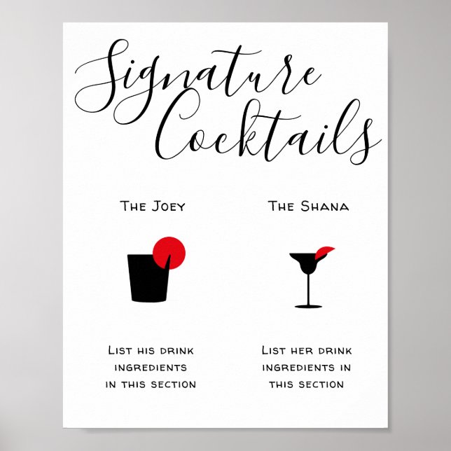 Signature Drinks Wedding Bar Poster (Front)