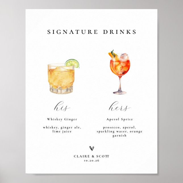 Signature Drinks Wedding Bar Sign (Front)