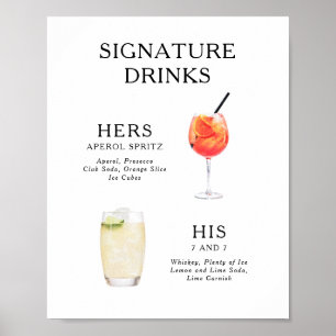 Signature Drinks Wedding Cocktail Menu Poster