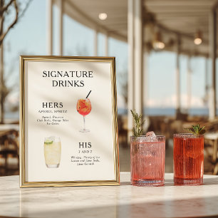 Signature Drinks Wedding Cocktail Menu Poster