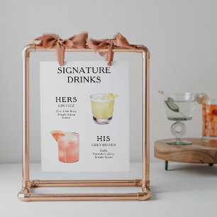 Signature Drinks Wedding Cocktail Menu Poster
