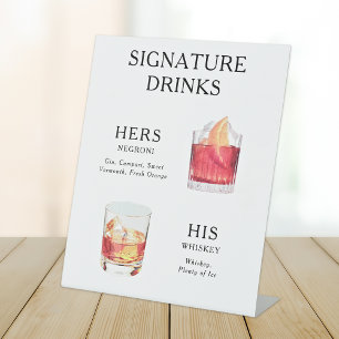 Signature Drinks Wedding Cocktail Menu Poster Pedestal Sign