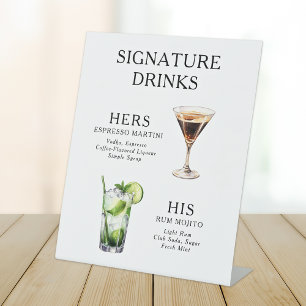 Signature Drinks Wedding Cocktail Menu Poster Pedestal Sign