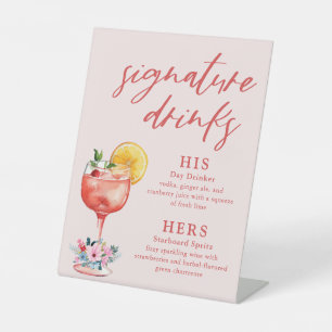 Signature Drinks Wedding Cocktail Pedestal Sign