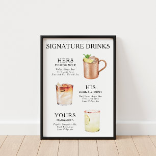 Signature Drinks Wedding Cocktail Poster