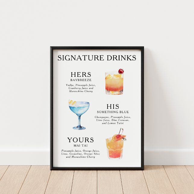 Signature Drinks Wedding Cocktail Poster (Creator Uploaded)