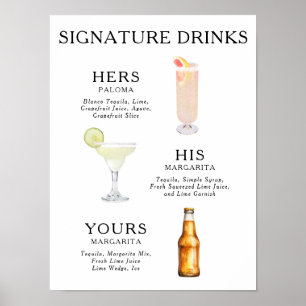 Signature Drinks Wedding Cocktail Poster