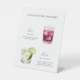 Signature Drinks Wedding Cocktails Pedestal Sign