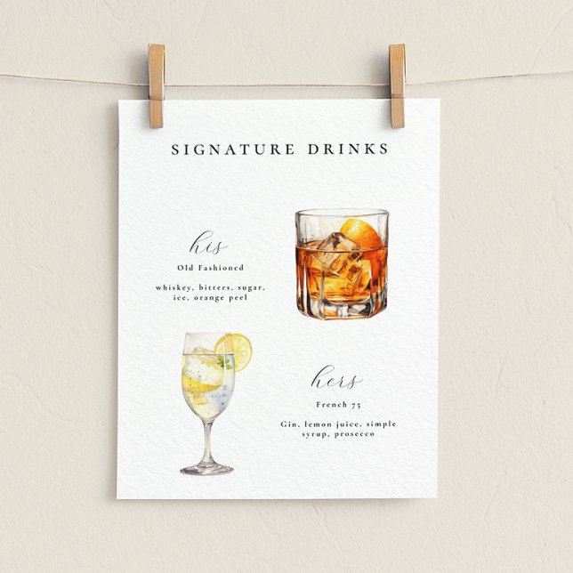Signature Drinks Wedding Cocktails Poster (Creator Uploaded)