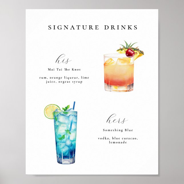 Signature Drinks Wedding Cocktails Poster (Front)
