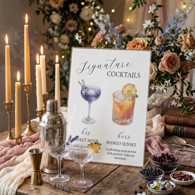 Signature Drinks Wedding Menu Pedestal Sign  (Creator Uploaded)